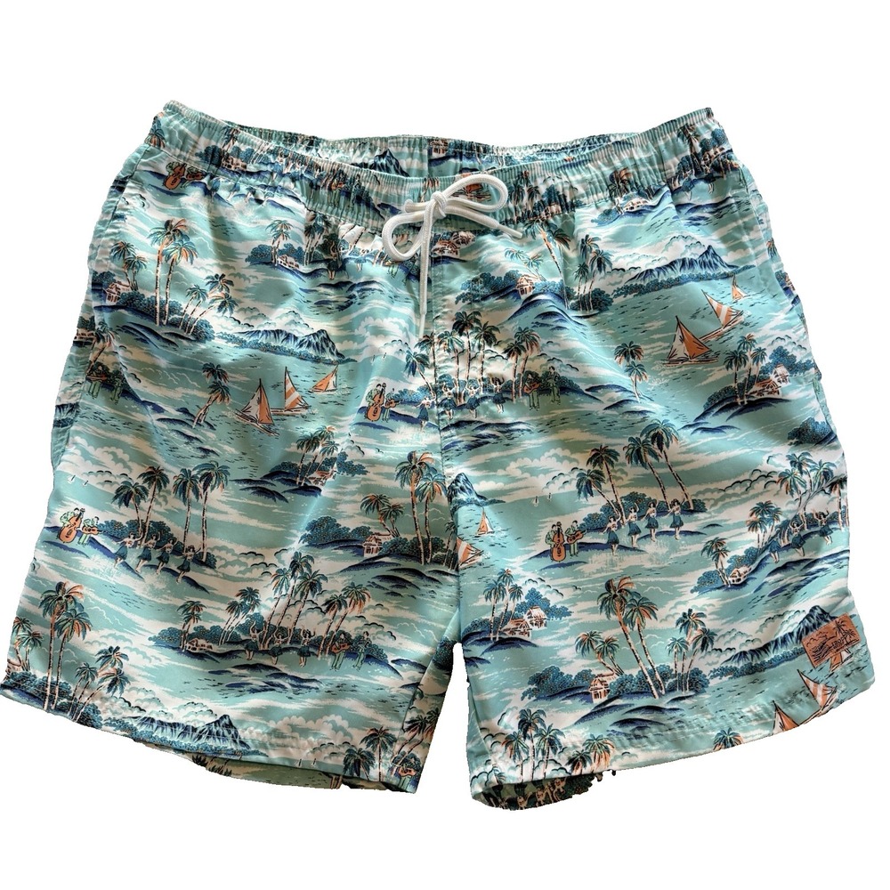 NWOT IZOD Saltwater Mens XL Tropical Swim Trunks Shorts  7" Inseam